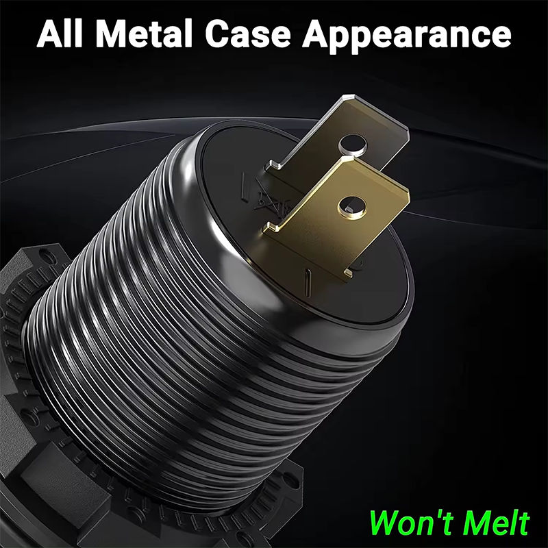6 12V/24V Triple USB Outlet Metal 60W USB-C Multiple Car Charger Socket PD3.0 & Two QC3.0 Ports with Touch Switch factory