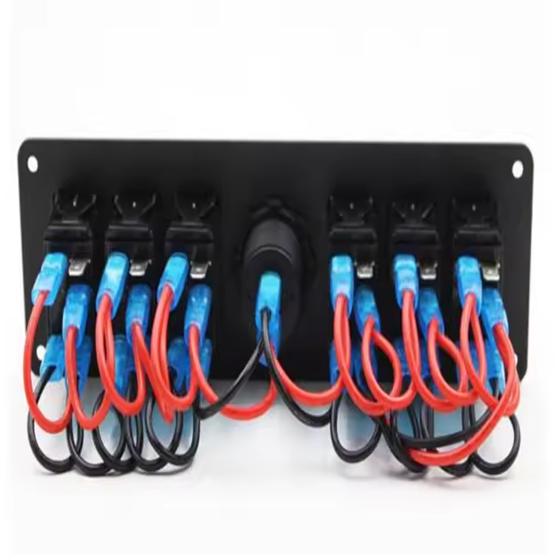 5 DC 12V Led On Off Rocker Switch &Color Voltmeter 6 Gang Rocker Switch Panel For Caravan Automotive Marine supplier