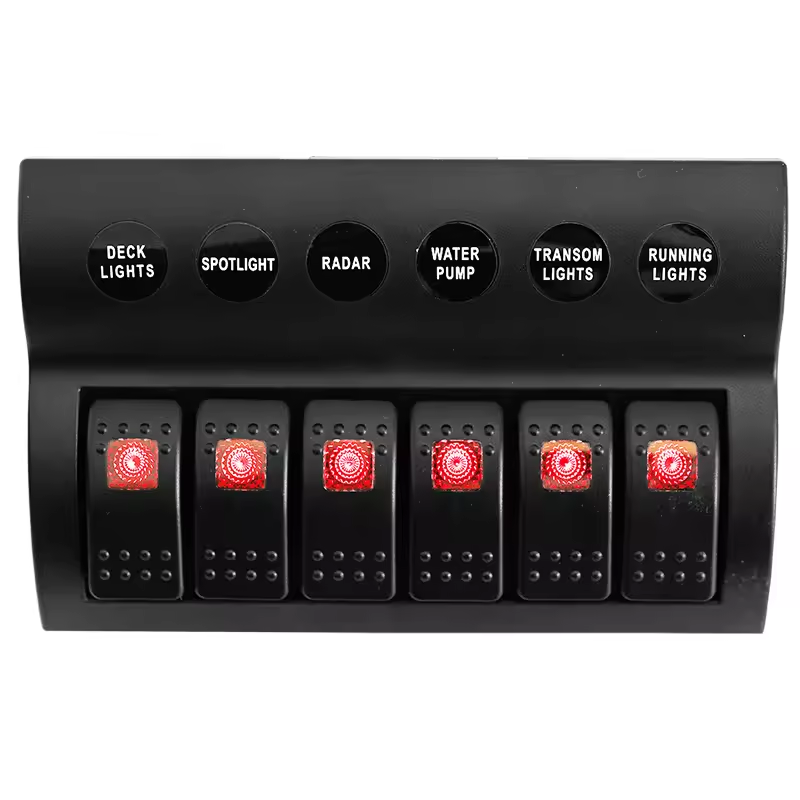 Switch Panel (6) White Marine Switch Panel Boat 6 Gang Switch Panel 12-24V Blue LED Rocker On-off Optional Circuit Breaker Switch Control Panel details