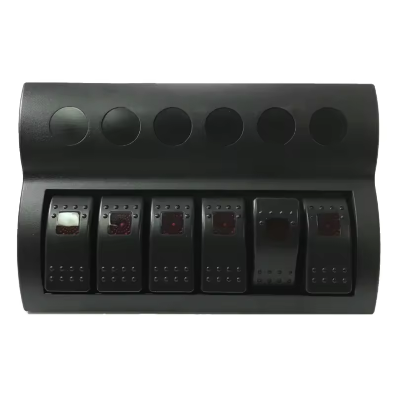 Switch Panel (5) White Marine Switch Panel Boat 6 Gang Switch Panel 12-24V Blue LED Rocker On-off Optional Circuit Breaker Switch Control Panel details