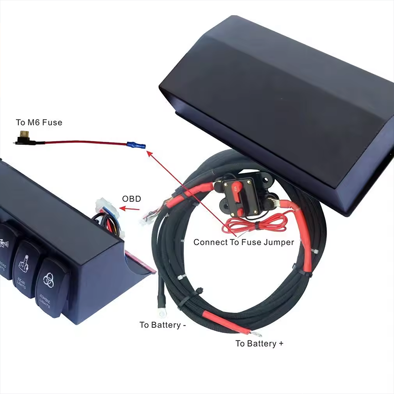 6-krátový Rocker Spínač 12V Panelová Relé Box Systém Ovládania Obvodu s 80A Prelomením Obvodu pre Wrangler JK JKU 2007-2018