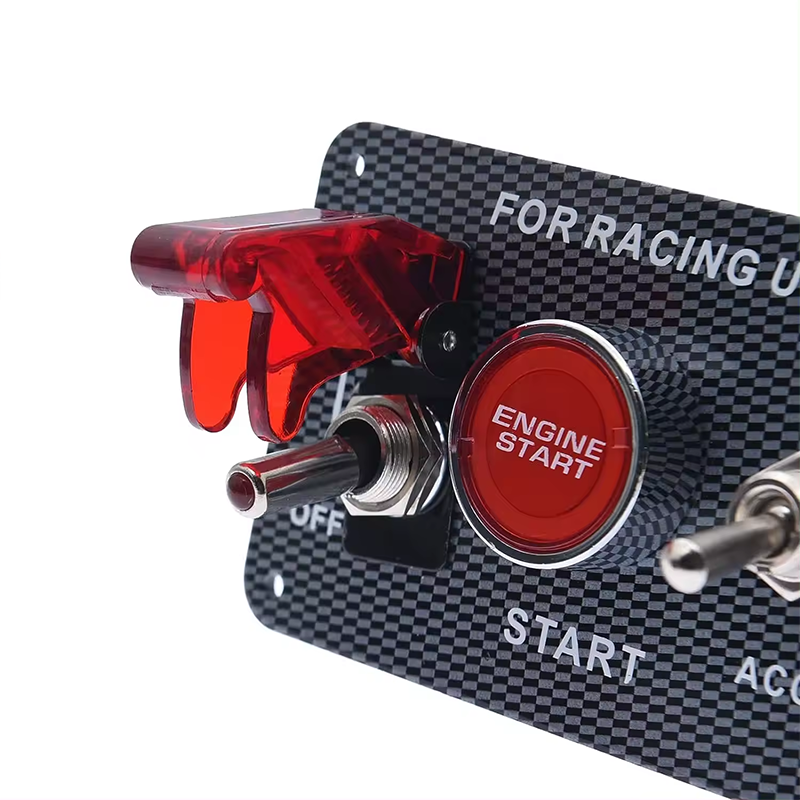 1 12V Racing Car Ignition Switch Panel 4 in 1 Ignition Panel Carbon Toggle Switches for Race Car Sport Competitive RV Truck details