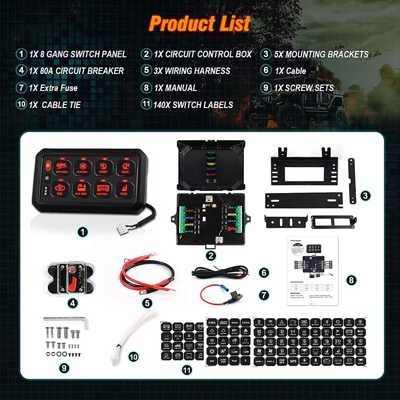 2 RGB 8 Gang Switch Panel 3 Silicone Button Universal Circuit Control Relay Box Multifunction Auxiliary Switch Panel Momentary Str manufacture