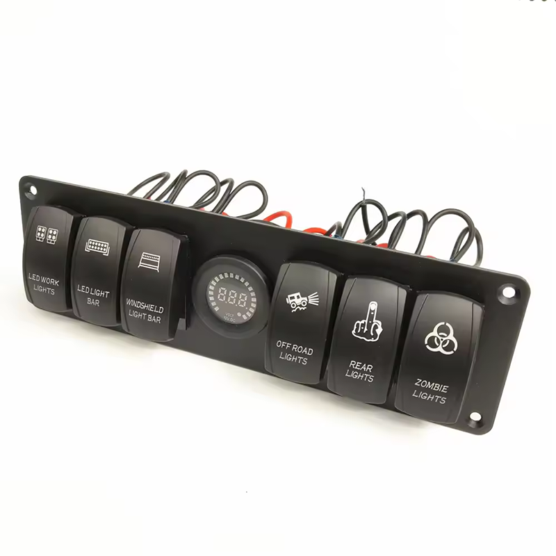 1 Universal LED 5 Rocker Switch USB Voltmeter Power Socket Panel Waterproof For 12V 24V Yacht Caravan Truck Marine Boat supplier