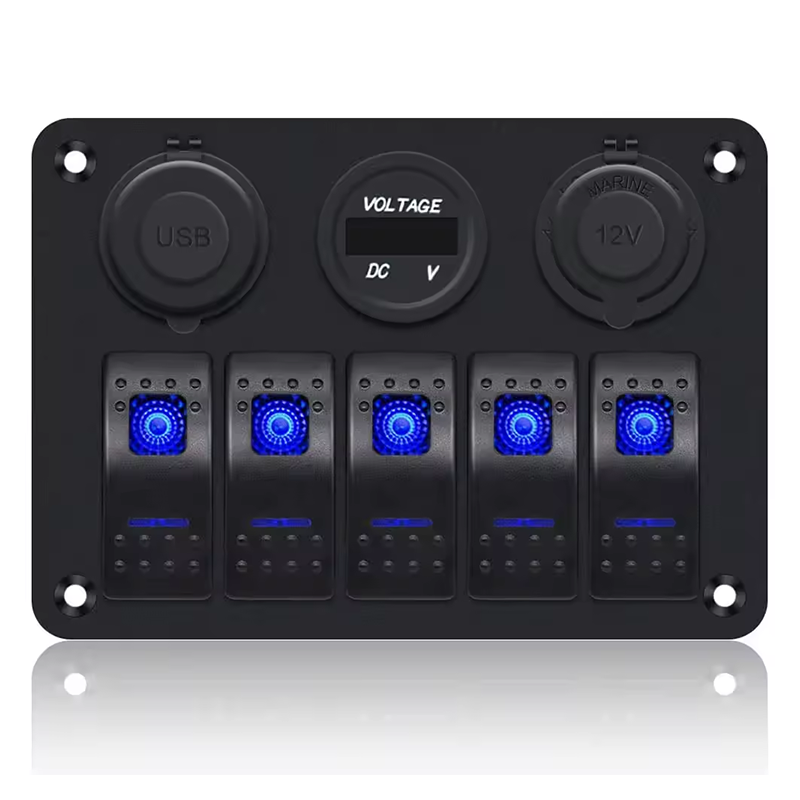 12V 24V 5 Gang Car BOAT Caravan Marine Rocker Prevodový panel s drôtovou súpravou