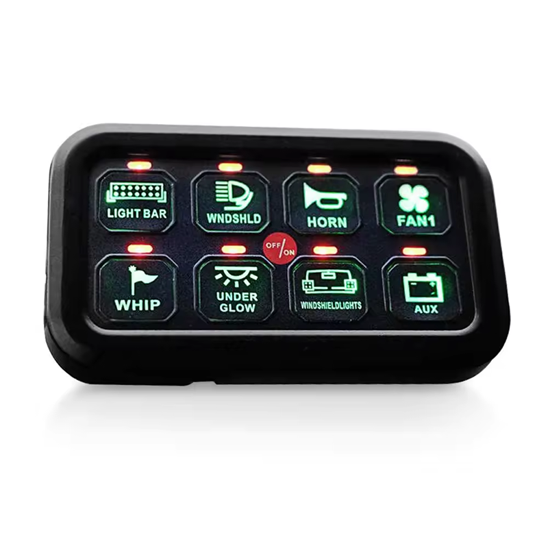 3 Universal 8 Way Eight Gang Panel Switch 8 Gang LED Switch Panel Slim Touch Control Panel Box with Harness factory