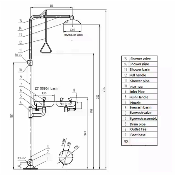 Peace of mind in hazardous environments with stainless steel safety showers