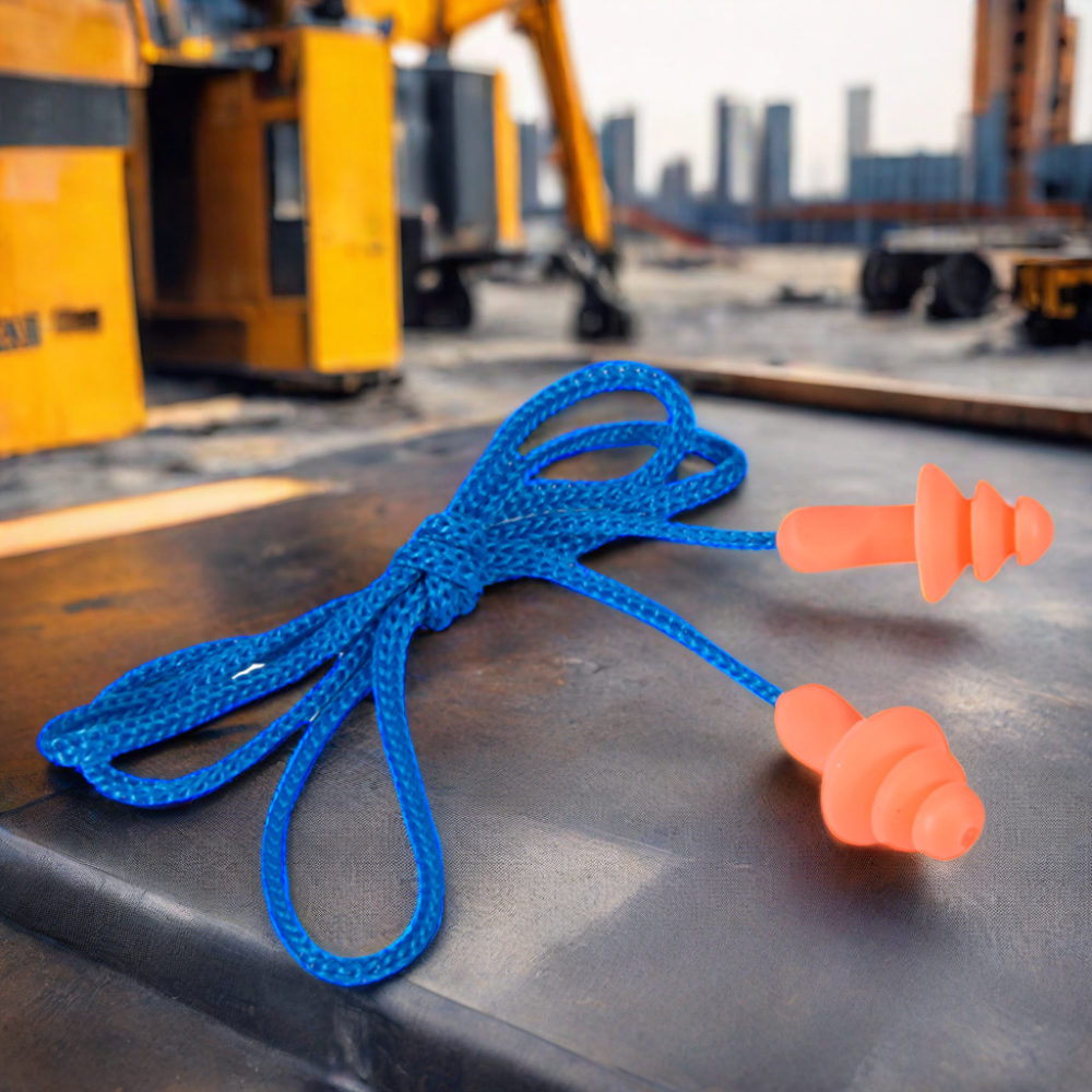 construction industry pressure protection block noise TPR earplug with line manufacture