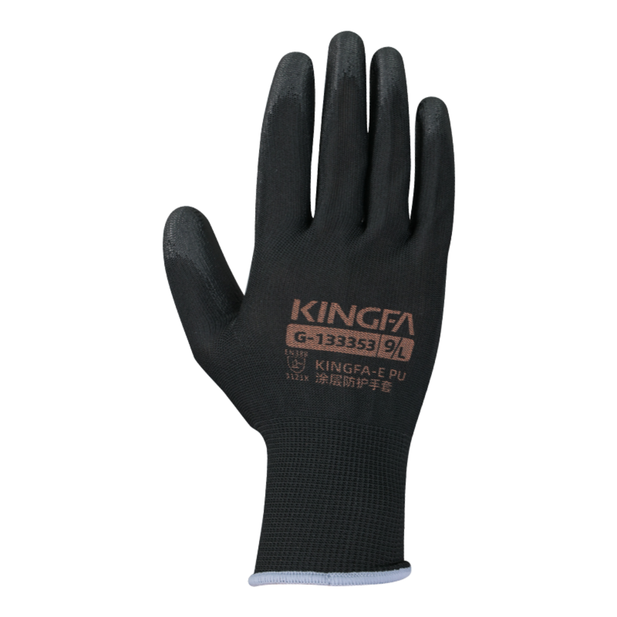 Black Terylene PU Coated Non-Slip Oil-Resistant Safety Gloves