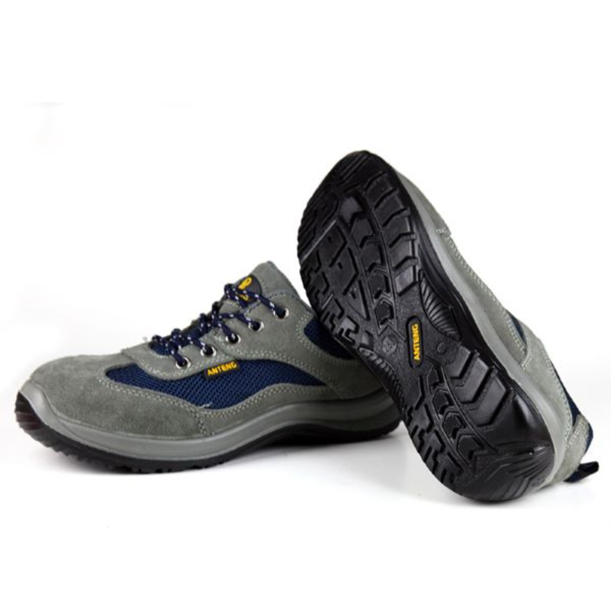 Gray Cow Suede Breathable PU Sole Anti Static  Anti Smash Steel Toe Cap Safety Shoes