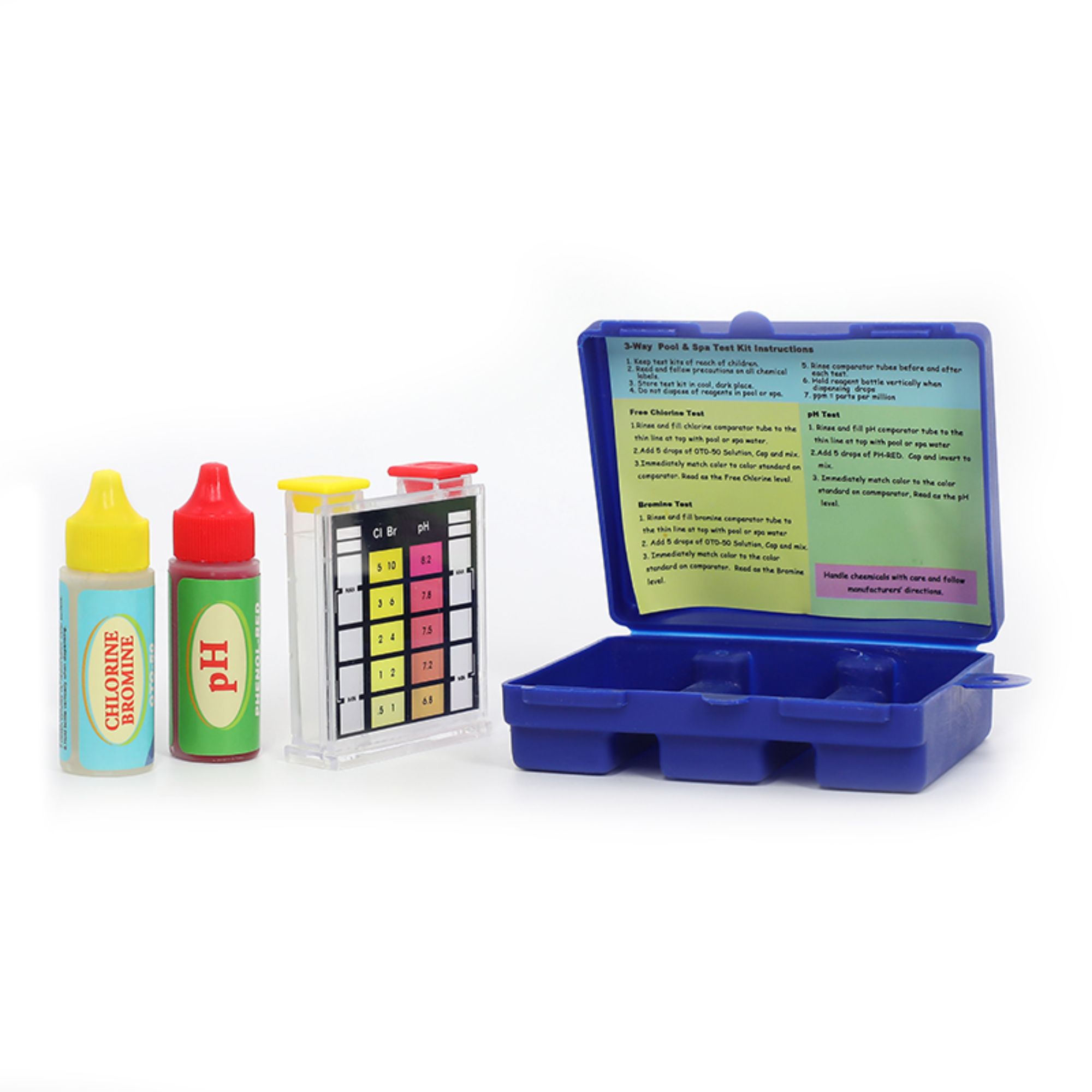kit de prueba para piscina y spa de 3 vías