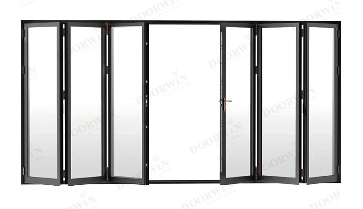 Doorwin Modern Waterproof Insulated Exterior Thermally Broken Aluminum Multi-panel Door Heavy Duty BI Folding Doors for House factory