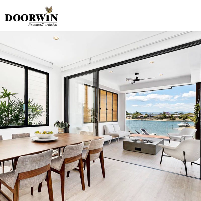 Doorwin Wholesale Price Modern Design Powder Coated Aluminium Frame Patio Door Aluminum Double Glass Sliding Door manufacture