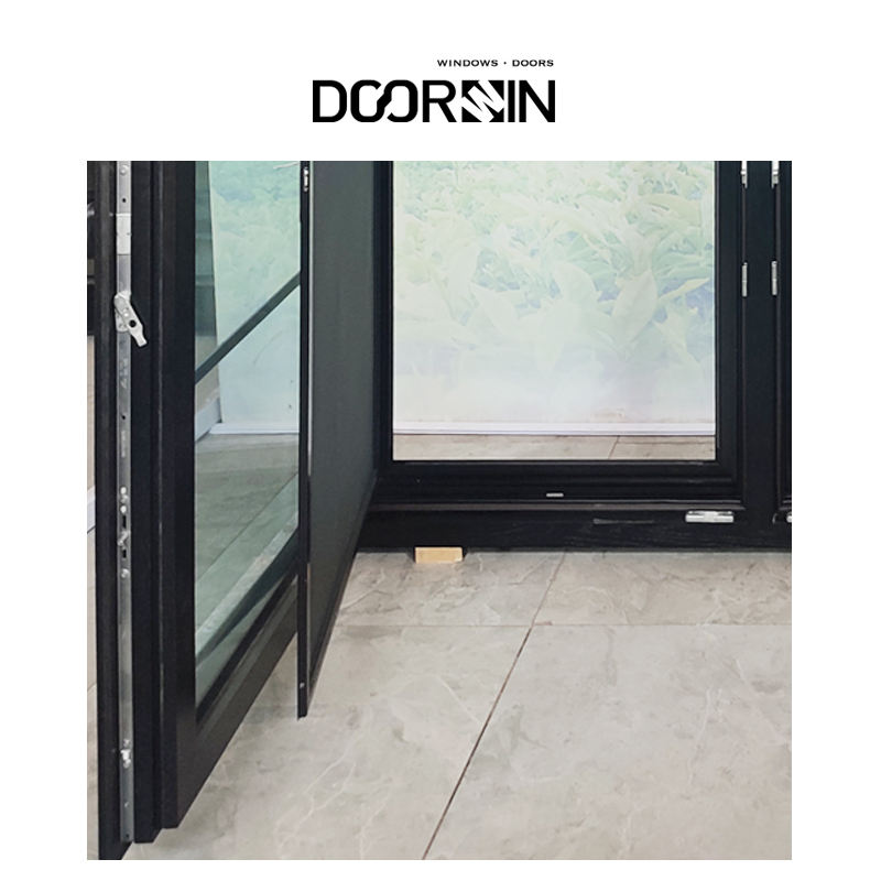 Doorwin Manufacturer Good Price Modern Tempered Glass Hurricane Impact Black French Aluminum Double Casement Windows For Villa details