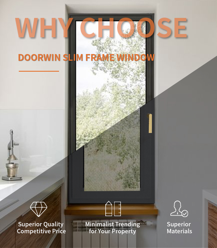 Doorwin New Design Tilt Turn Glass Windows Energy Efficient Sound Proof Aluminum Ultimate Casement Narrow Frame Windows details
