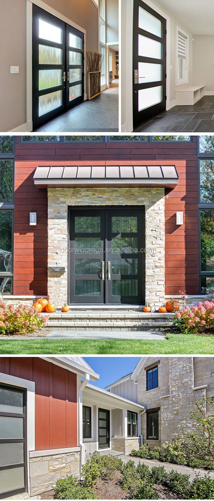 Doorwin Luxury Design Aluminum Front Entry Doors For Houses Security Hurricane Impact Aluminum Pivot Doors supplier