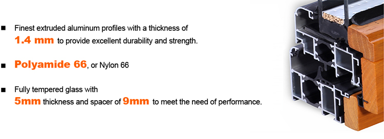 Doorwin NFRC Certified Aluminum Clad Wood Windows Save Energy Heat Insulation Grid Wooden French Window Design factory