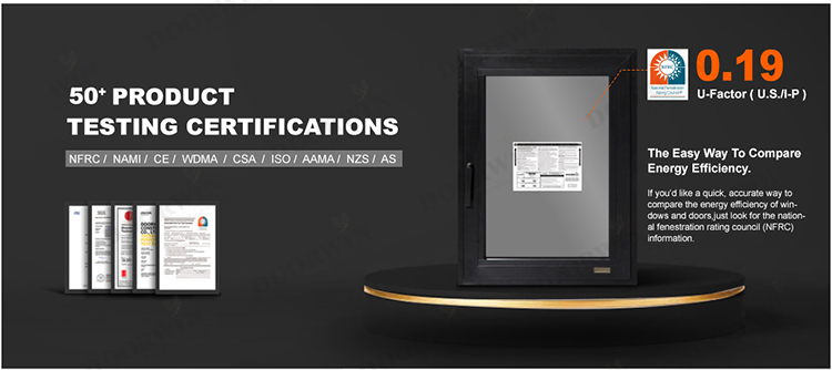 NFRC AS2047 Slim Frame Big View Picture Windows Hurricane Impact Dust Proof Aluminum Tilt Turn Windows manufacture