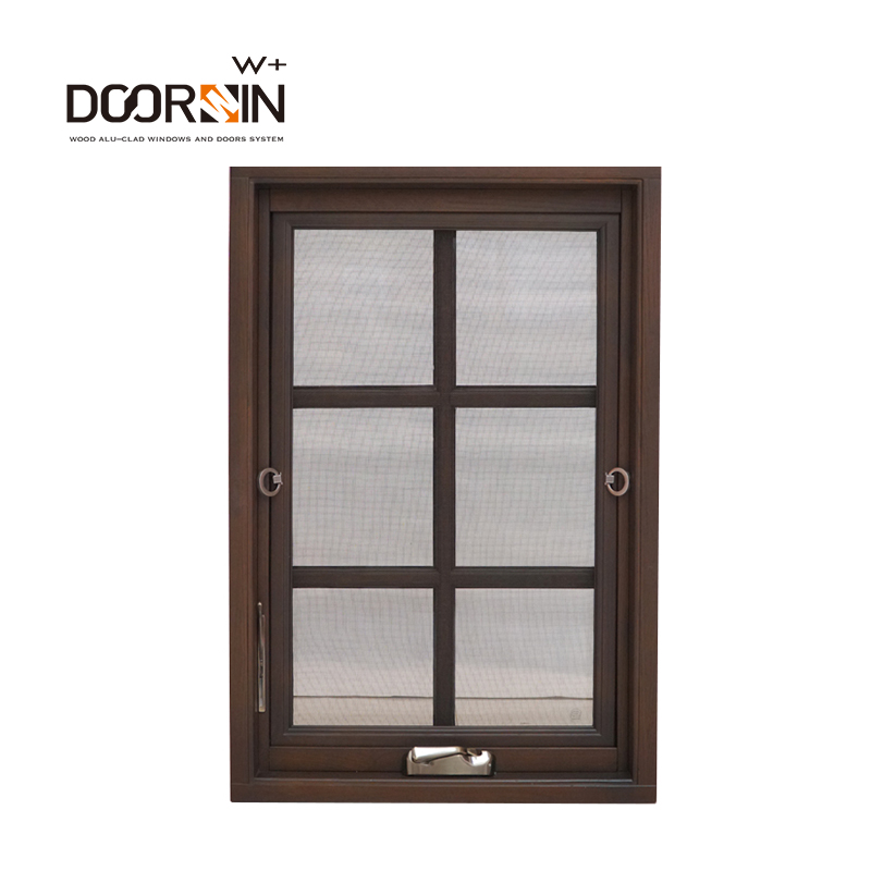 Traditional  Design Large Size Best Quality Wood Finished Crank Open Aluminum Clad Wood Casement Windows supplier