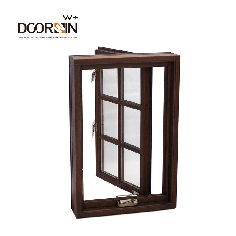 Traditional  Design Large Size Best Quality Wood Finished Crank Open Aluminum Clad Wood Casement Windows details