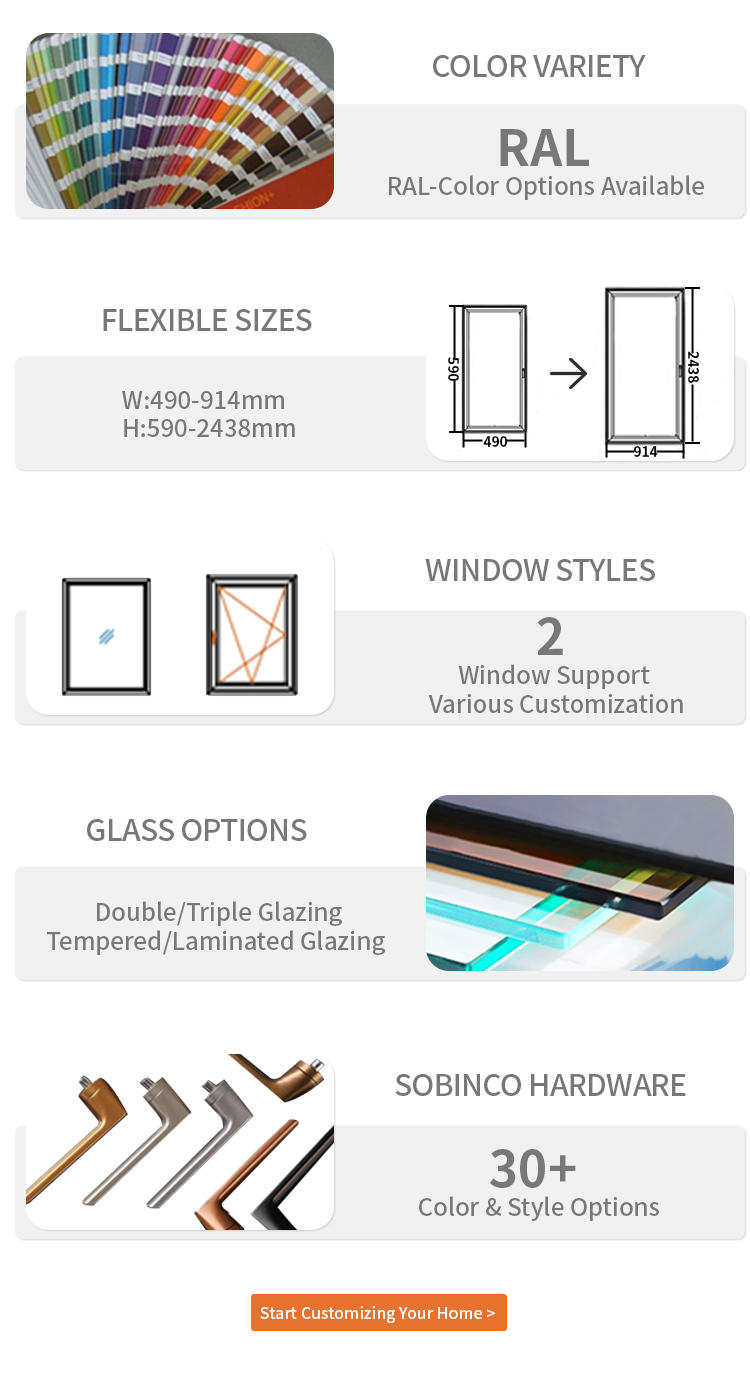 Doorwin New Design Tilt Turn Glass Windows Energy Efficient Sound Proof Aluminum Ultimate Casement Narrow Frame Windows details