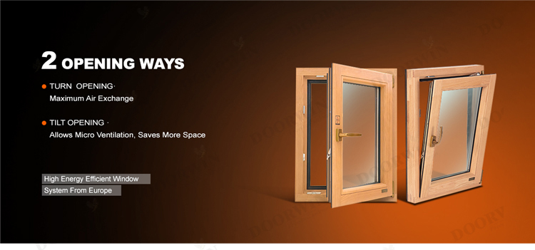 Doorwin Wholesale Latest Design Aluminum Wood Two Way Open Tilt Turn Double Glazed Casement Window supplier