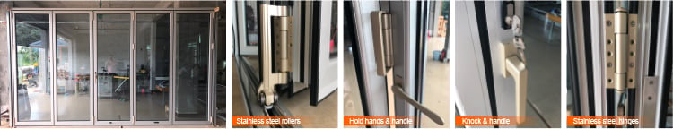 Doorwin patio double glass exterior accordion folding door residential aluminium bifold doors factory