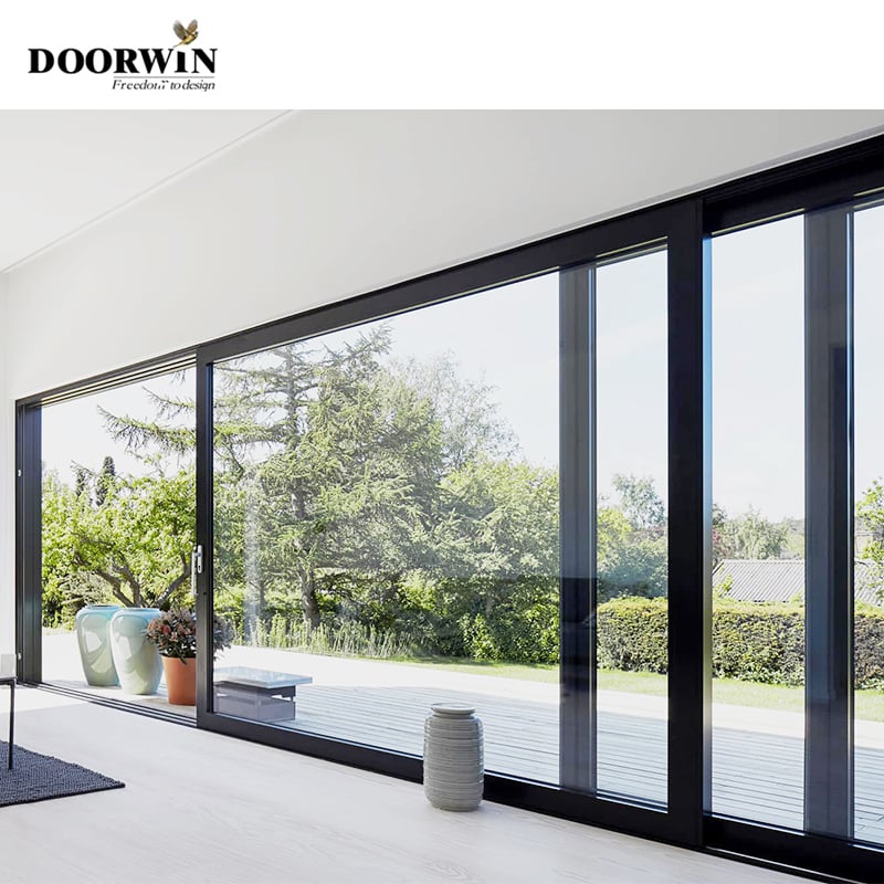 Doorwin Wholesale Price Modern Design Powder Coated Aluminium Frame Patio Door Aluminum Double Glass Sliding Door supplier