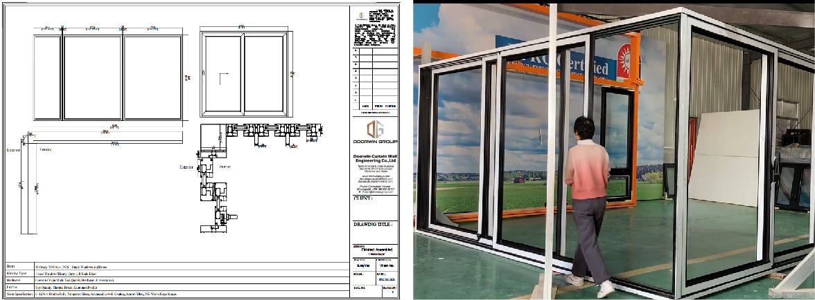 Doorwin Wholesale Price Modern Design Powder Coated Aluminium Frame Patio Door Aluminum Double Glass Sliding Door supplier