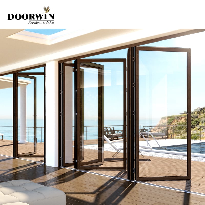 Doorwin patio double glass exterior accordion folding door residential aluminium bifold doors supplier