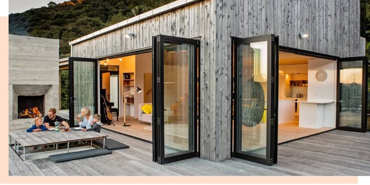 Doorwin patio double glass exterior accordion folding door residential aluminium bifold doors supplier