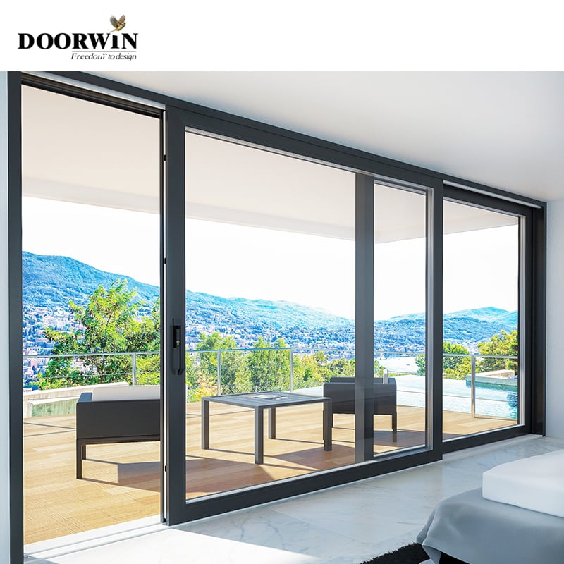 Doorwin Wholesale Price Modern Design Powder Coated Aluminium Frame Patio Door Aluminum Double Glass Sliding Door manufacture