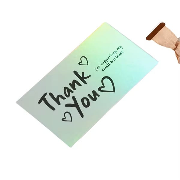 A heartfelt message on a personalized thank you card can make someone's day.