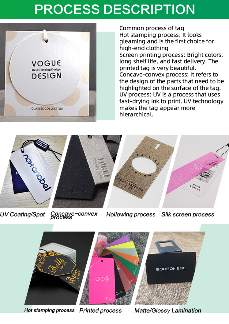 Custom Luxury Hanging Label with Free Slings Special Swing Paper Product Hang Tags for Clothing Garment supplier
