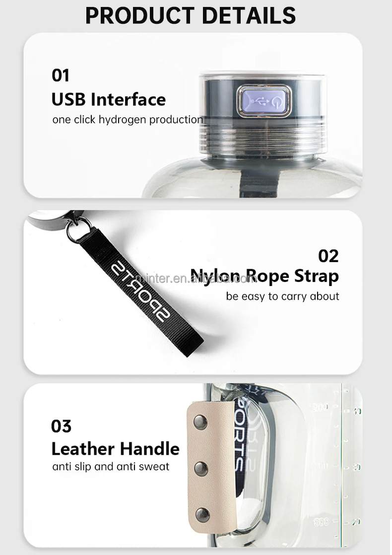 Factory Cheap Prices 1500ml Hydrogen Drinking Water Generator Large Capacity Hydrogen Water Bottle Cup manufacture