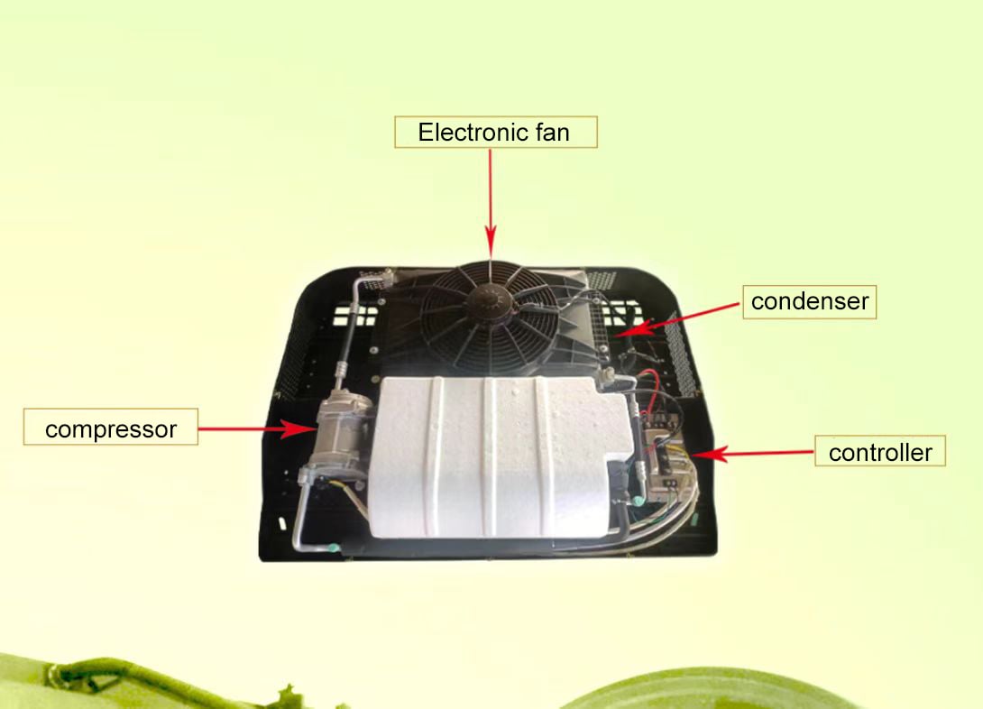 12V Battery powered tractor cab truck sleeper parking air conditioner for truck supplier