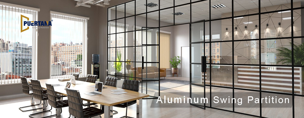 Interior Aluminum Hinged Door Glass Partition Walls Room Dividers manufacture