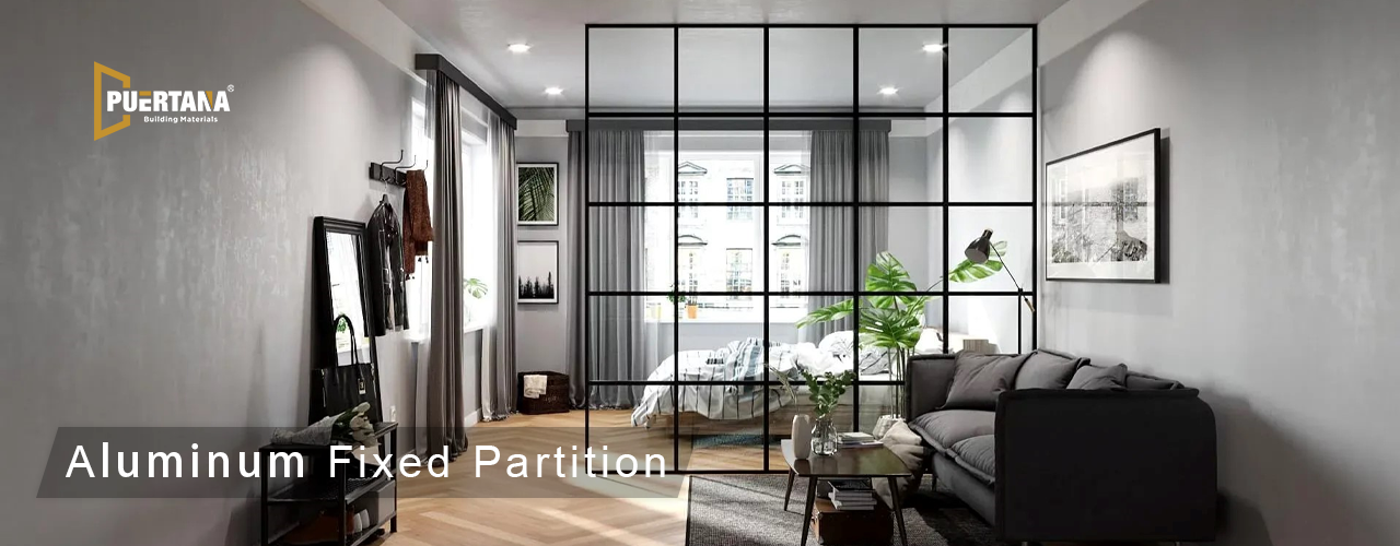 Interior Aluminum Fixed Glass Partition Window Wall Room Divider factory
