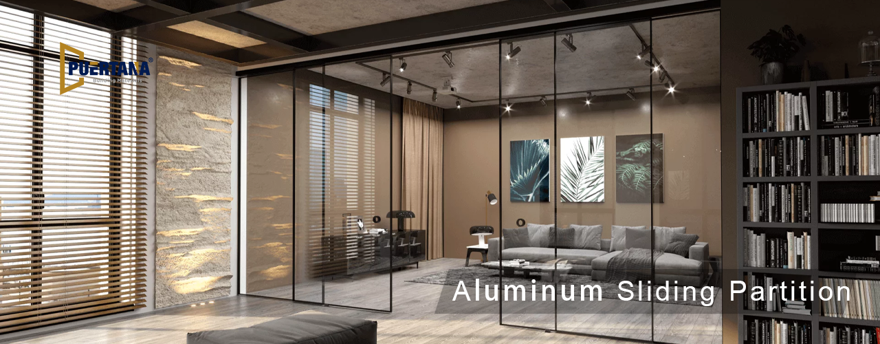Interior Aluminum Sliding Door Glass Partition Walls Room Dividers supplier