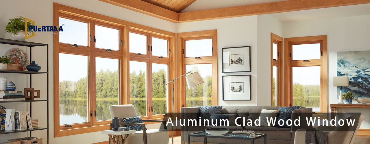 Exterior Aluminum Clad Wood Casement Windows manufacture
