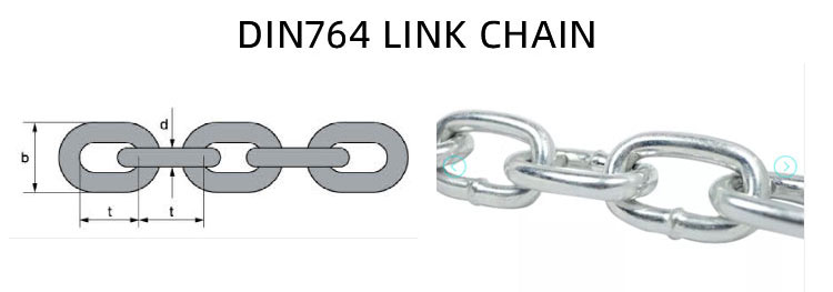 Din 764 High quality standard welded steel medium link chain supplier