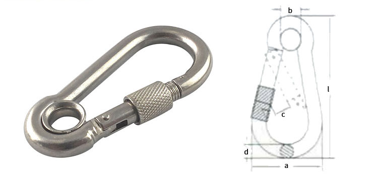 High Strength Rock Climbing Carabiner Snap Hook with Screw and Eyelet factory