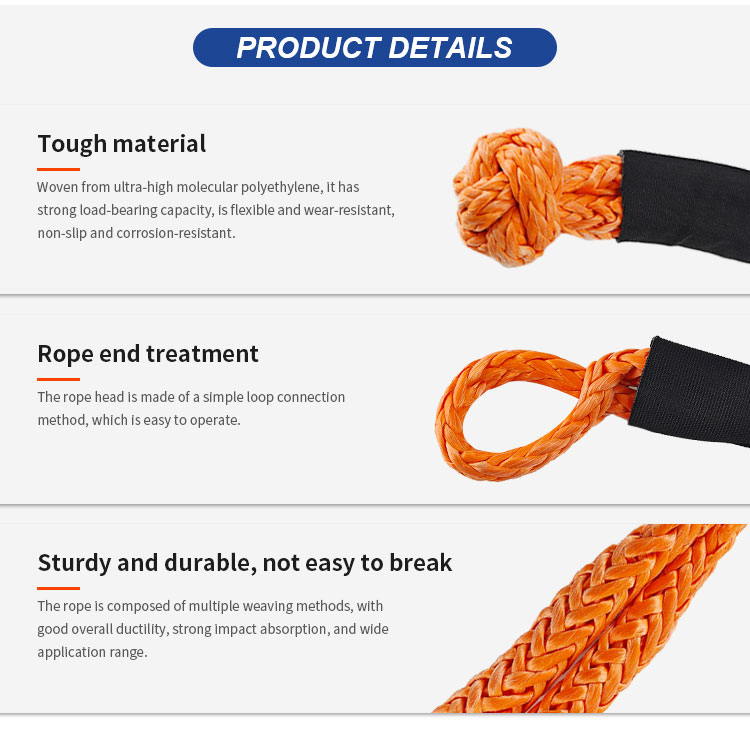 Universal 4X4 4WD UTV SUV Offroad Stretch Tow Rope Uhmwpe Soft Shackle factory