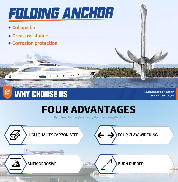 Mirror polish stainless steel folding anchor for yacht boat details