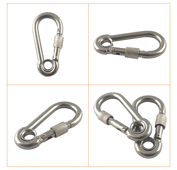 High Strength Rock Climbing Carabiner Snap Hook with Screw and Eyelet details