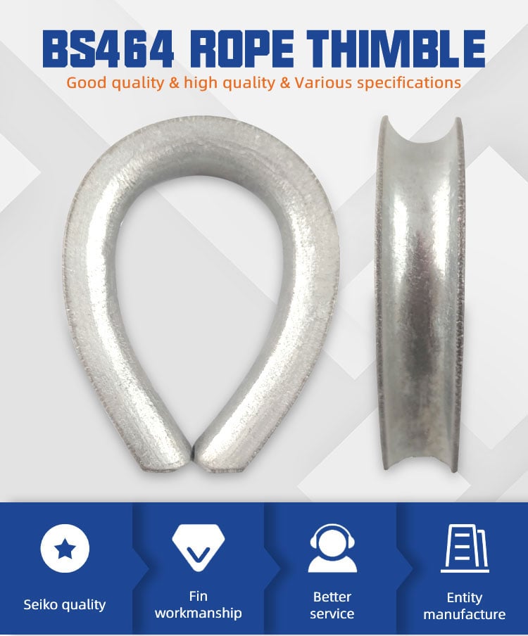 Hot Dipped or Electric Galvanized BS464 Steel Thimble for Wire Rope Fitting details