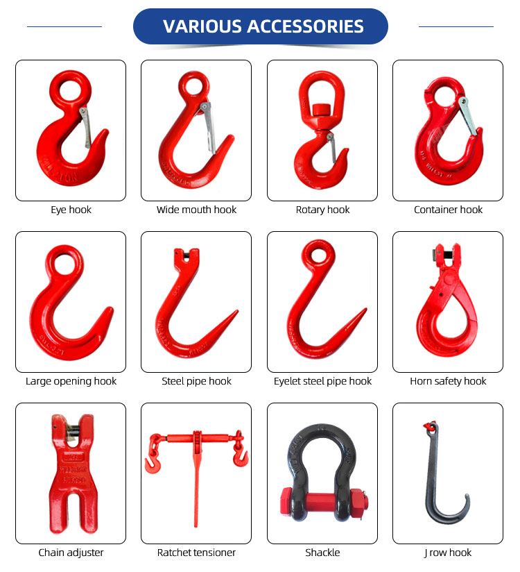 Alloy steel multi-leg 2 3 4 leg g80 lifting chain sling with hook factory