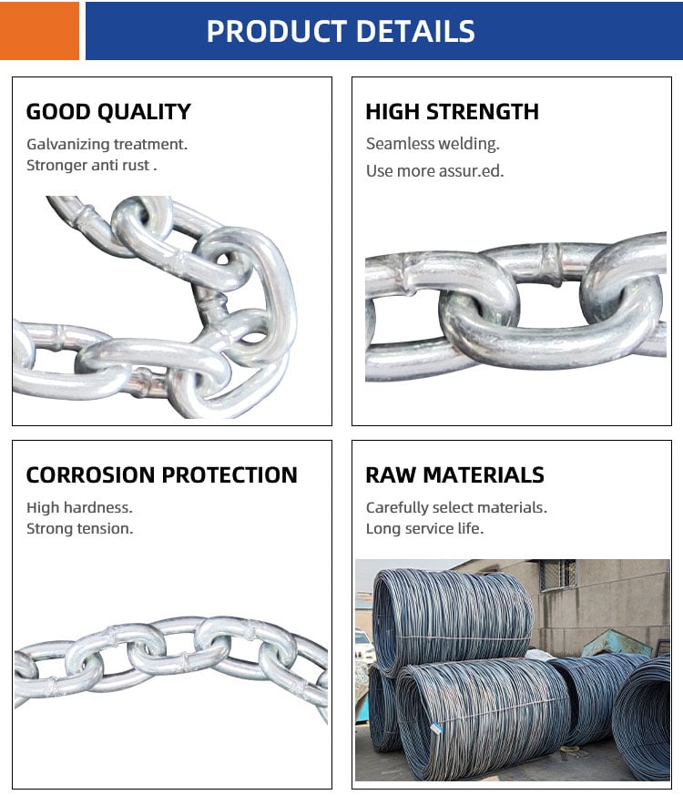 NACM90 standard galvanized US type G43 high test link chain manufacture