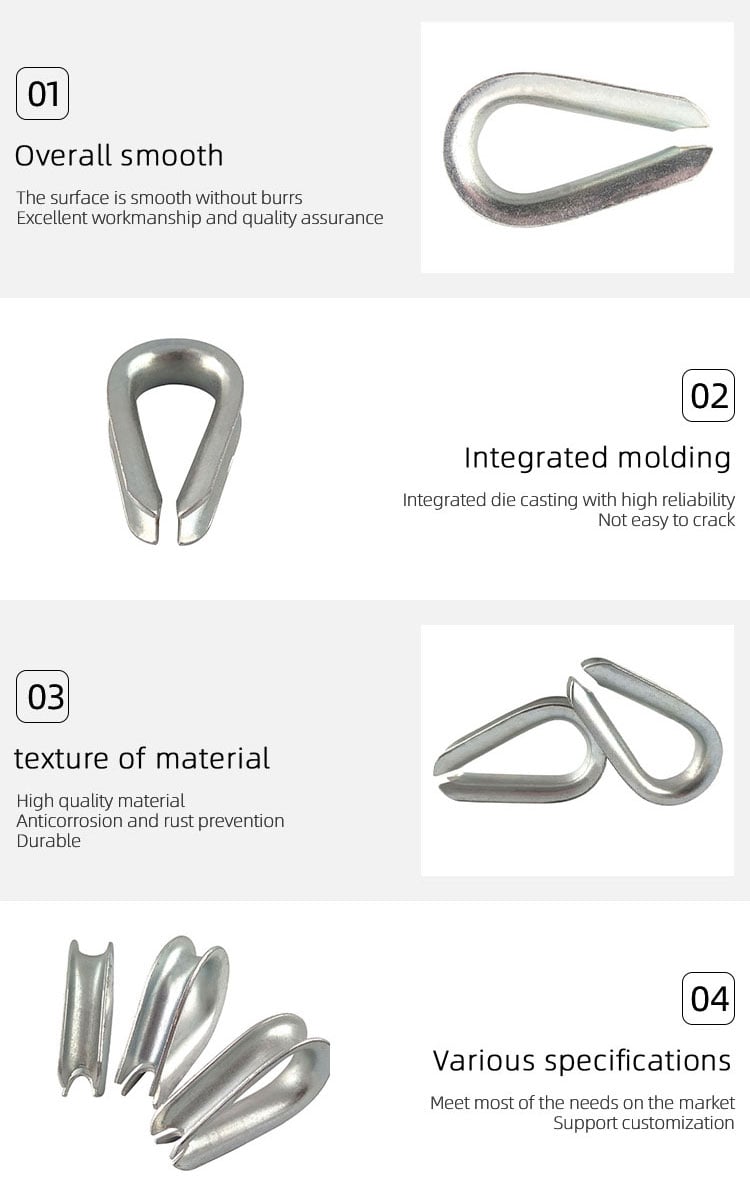 Hot Dip Galvanized Heavy Duty G414 Thimbles wire rope thimble manufacture