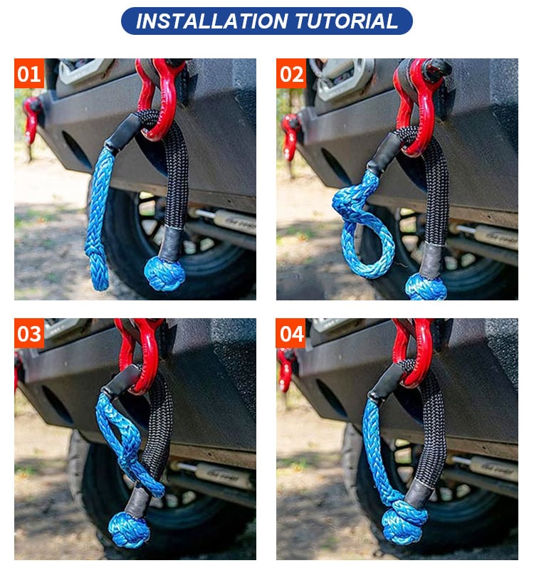 Universal 4X4 4WD UTV SUV Offroad Stretch Tow Rope Uhmwpe Soft Shackle supplier